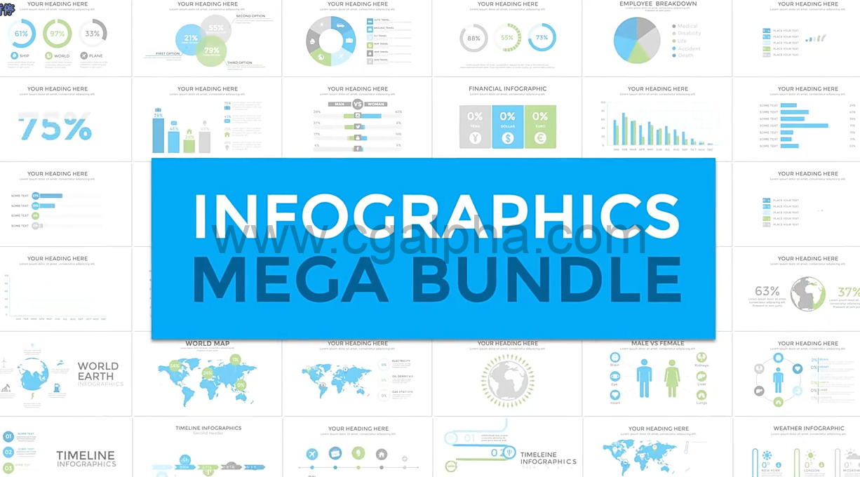 AE模板-450种MG动画企业创意数据图表格线路图柱状图展示包V3