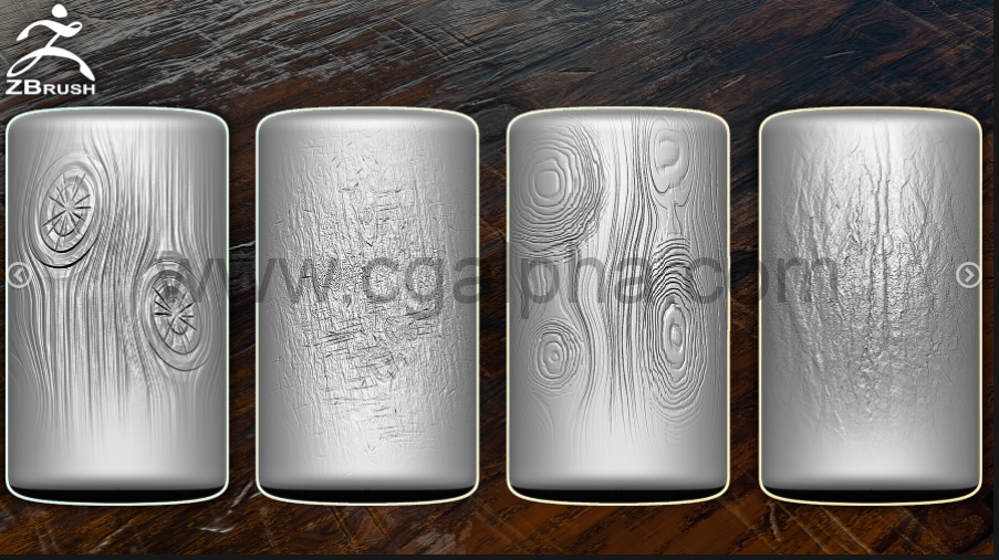 ZBrush笔刷-木头和树皮刷子（24个VDM + Alphas）