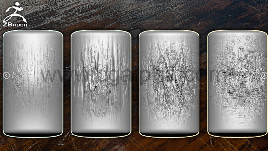 ZBrush笔刷-木头和树皮刷子（24个VDM + Alphas）