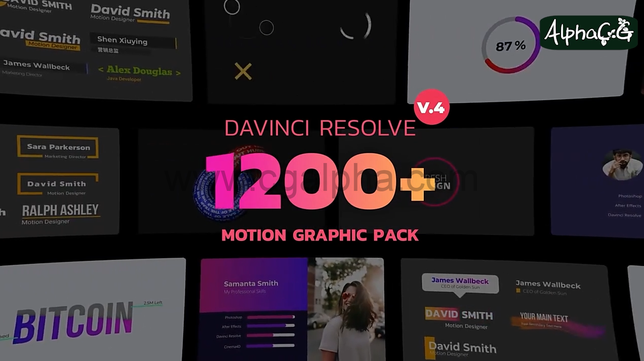 达芬奇预设-1000+动态图形包文字标题字幕背景视频无缝转场调色特效预设V3