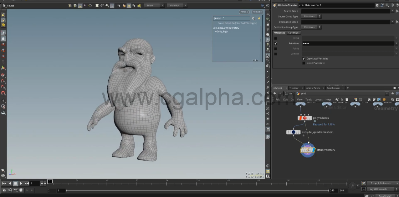 Houdini插件-模型拓扑3边面转4边面ExosideQuadRemesher1.01 For houdini+教程
