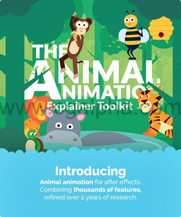 AE模板-卡通MG动画动物角色绑定动作预设工具包
