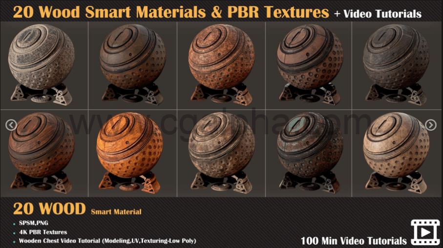 20种木纹智能材质 20 Wood Smart Materials + PBR Textures