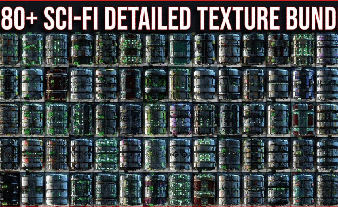 科幻硬表面纹理材质捆绑包80+ Sci FiSurface Texture Material Bundle Pack