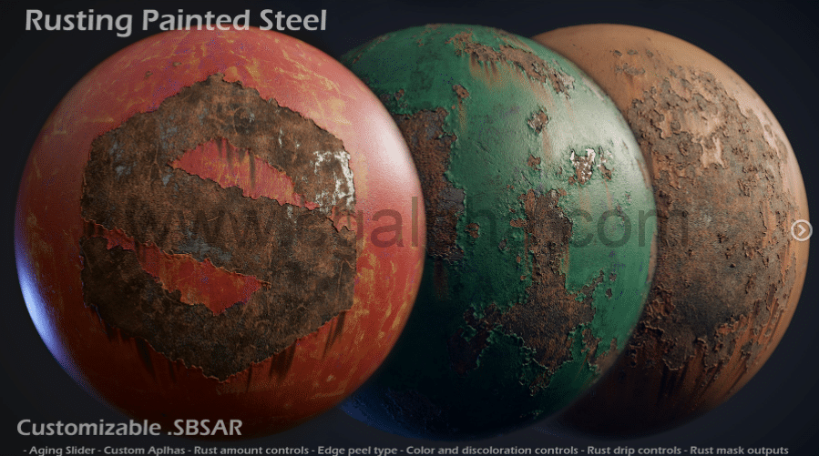 生锈的彩绘钢Rusting Painted Steel – Customizable Material