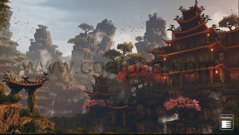 【UE4】亚洲神庙悬崖藤蔓Asian Temple Pack by Meshingun Studio