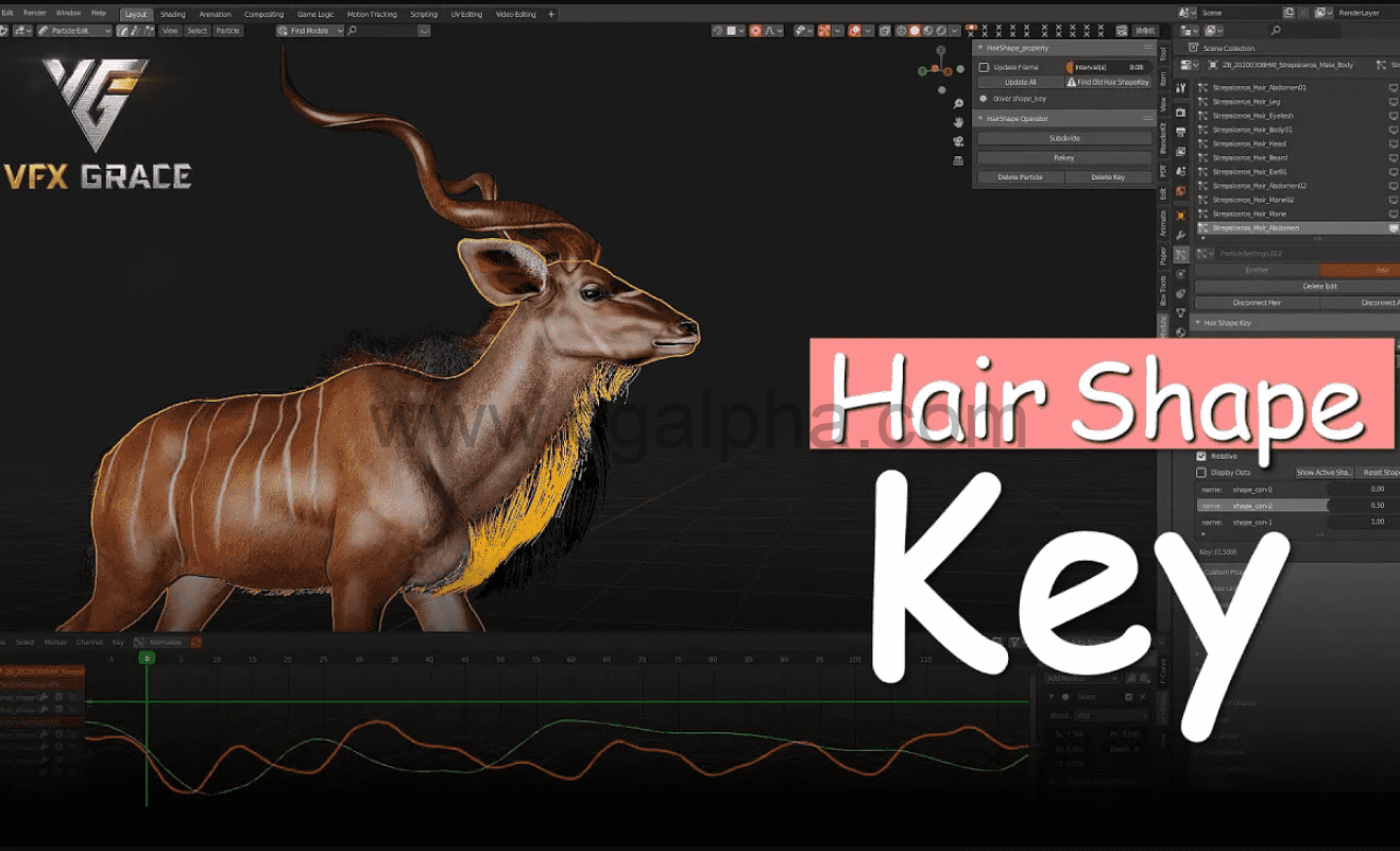Blender插件-头发造型插件Hair shape key+使用教程