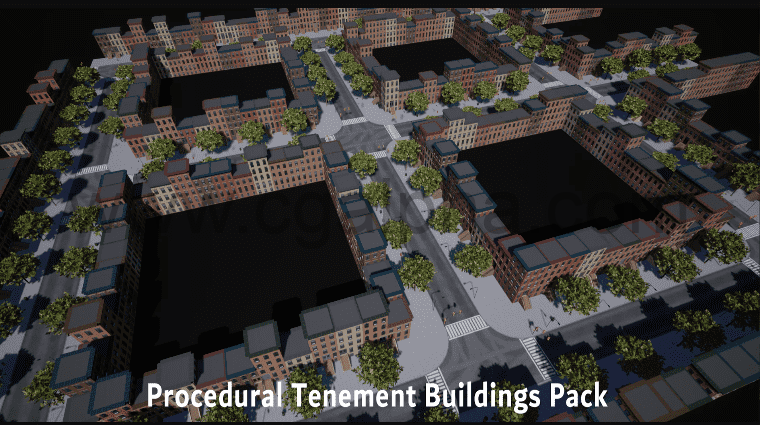【UE4】程序化模型公寓楼群建筑包Procedural Tenement Buildings Pack