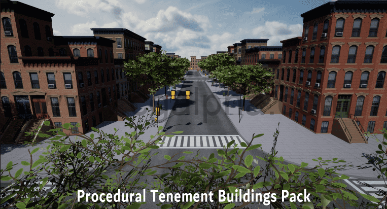 【UE4】程序化模型公寓楼群建筑包Procedural Tenement Buildings Pack