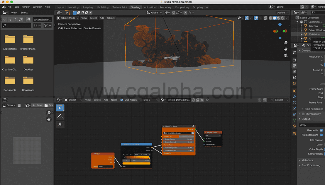 Blender插件-火焰材质插件Khaos Fire Shader