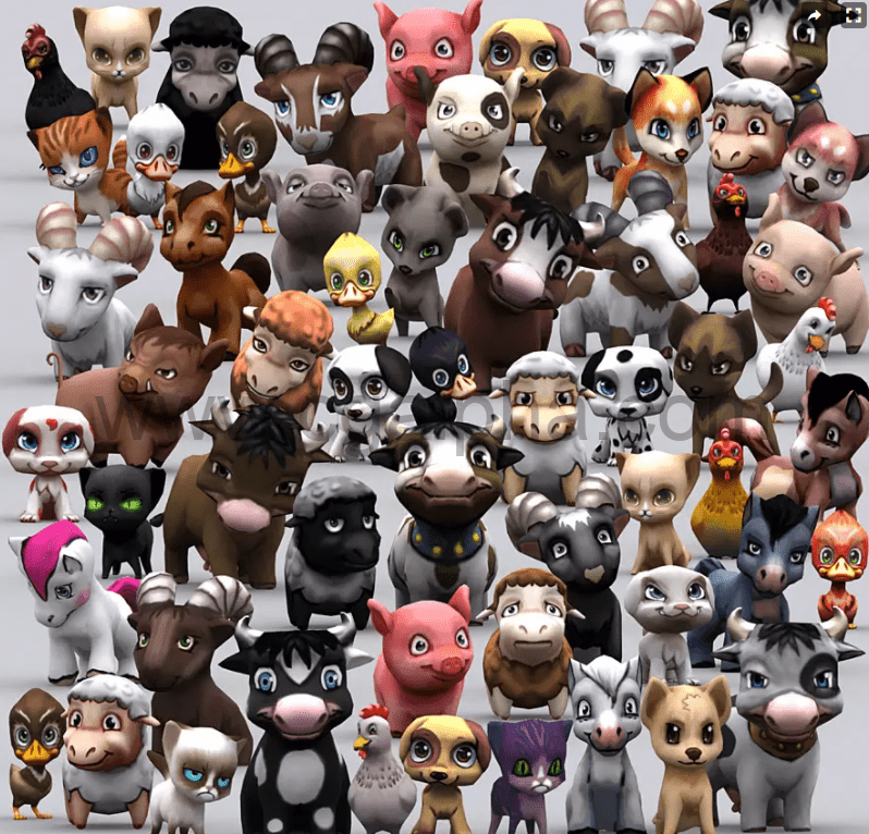 Unity-FBX/Unity/Max等低模动物动画包Chibii animals v1