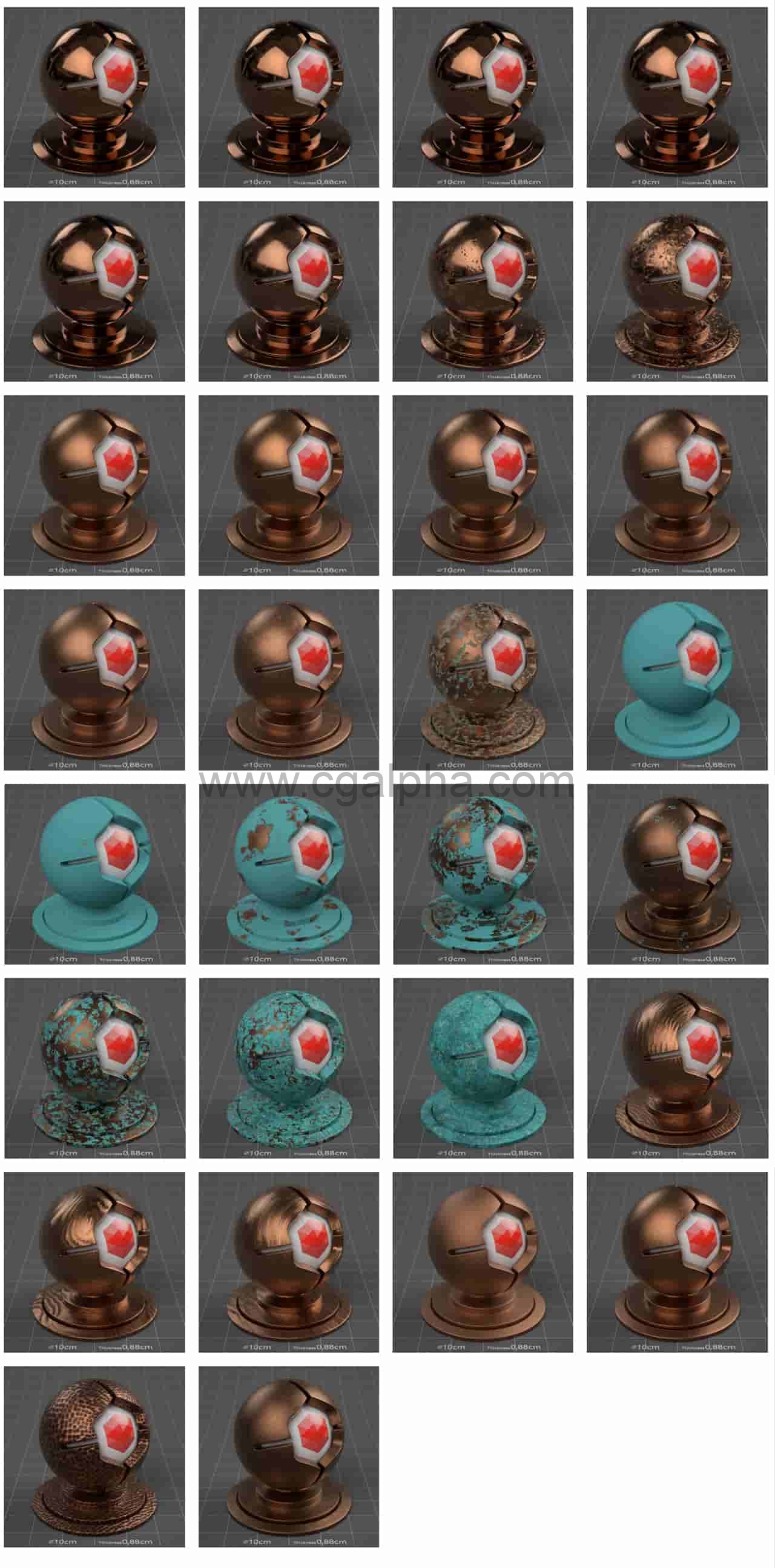 260多种C4D渲染器 Redshift 无缝PBR金属材质预设