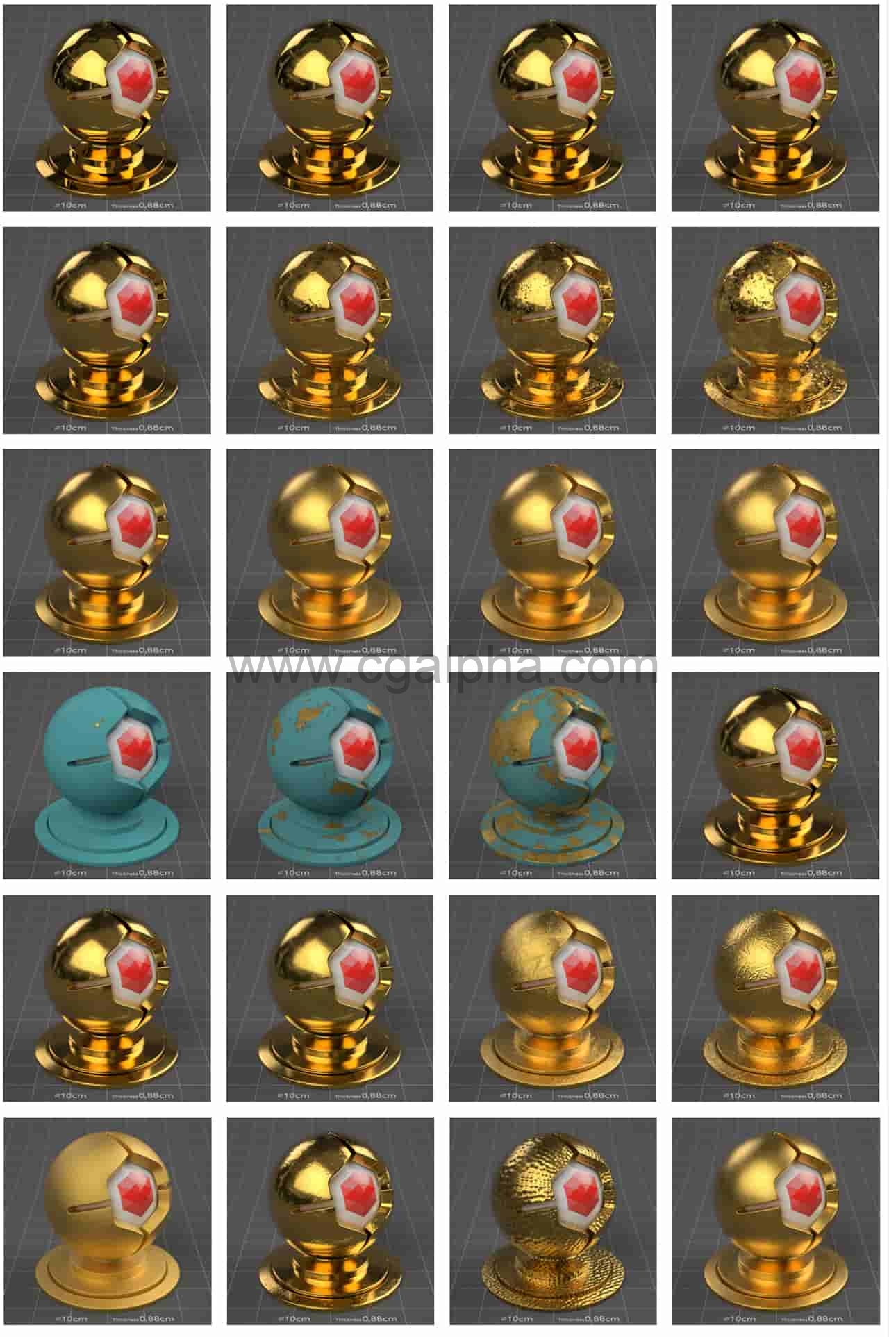 260多种C4D渲染器 Redshift 无缝PBR金属材质预设