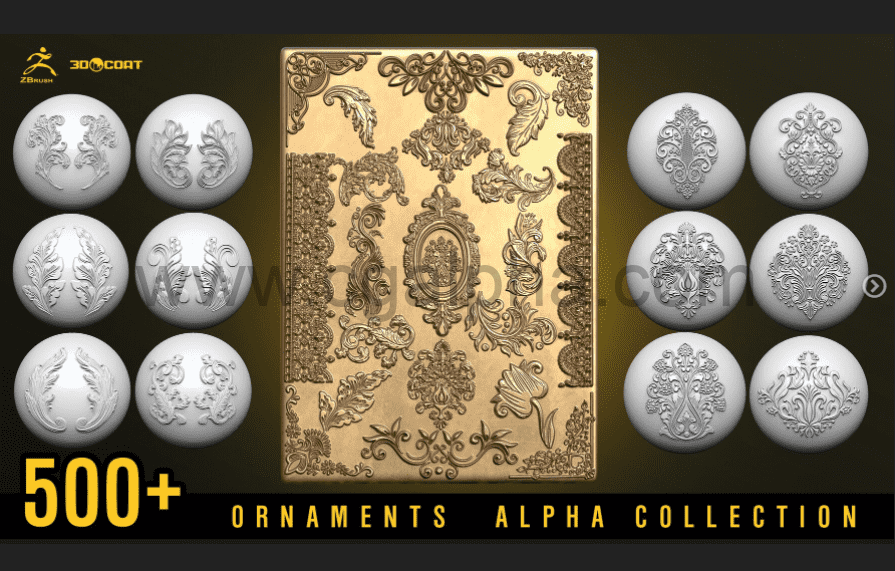 Zbrush-500+装饰笔刷模板 3dcoat 和 Zbrush