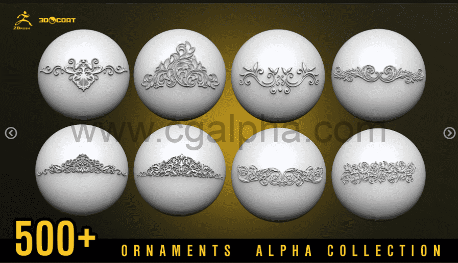 Zbrush-500+装饰笔刷模板 3dcoat 和 Zbrush