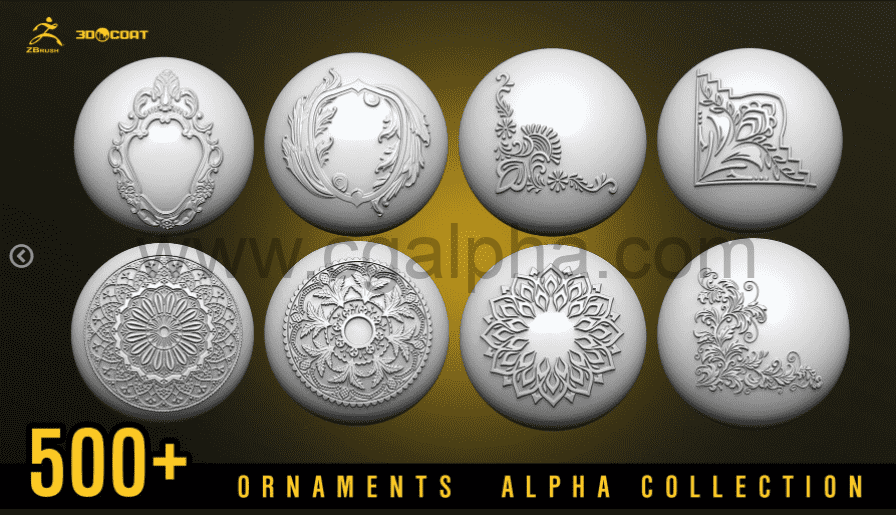 Zbrush-500+装饰笔刷模板 3dcoat 和 Zbrush