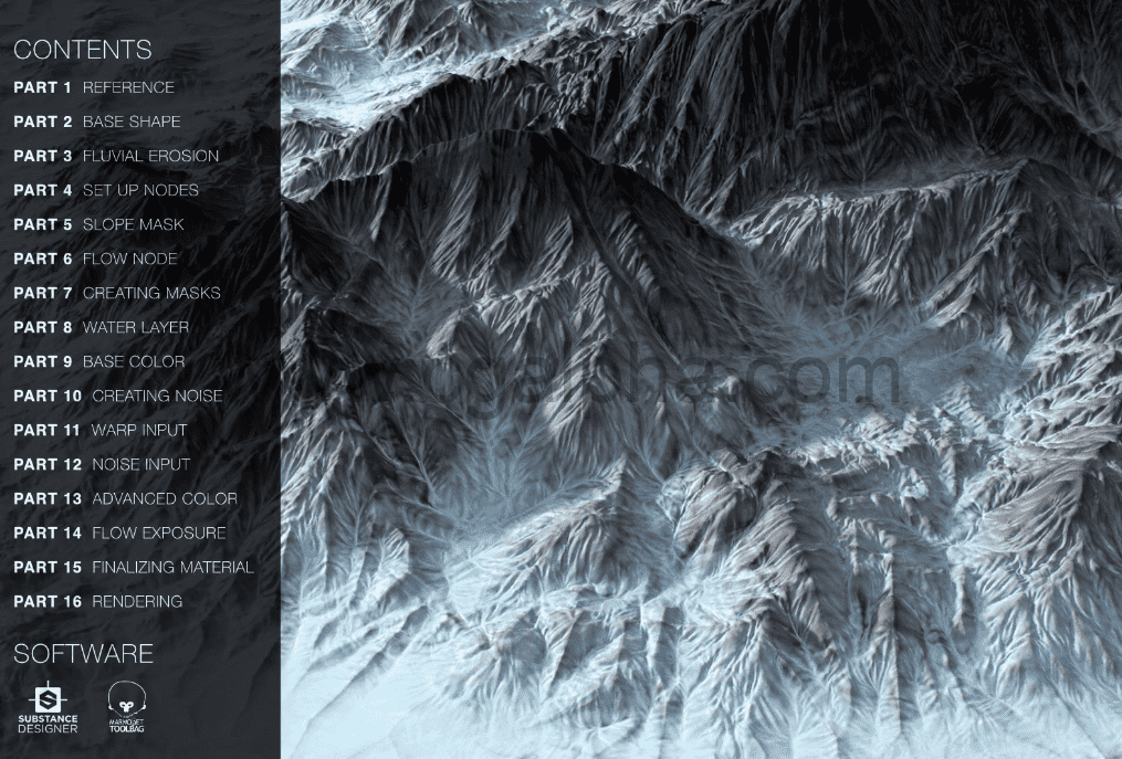 【中文字幕】写实景观高山侵蚀地形制作流程教程Terrain Erosion in Substance Designer