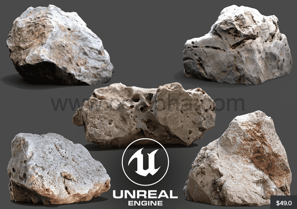 扫描岩石模型 Photogrammetry 3D Scan Stone Pack VOL 1