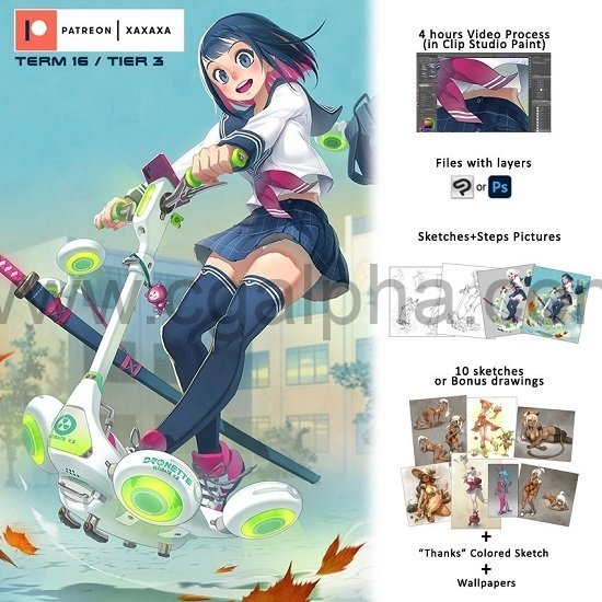 Photoshop – 手绘人物学生妹教程  Student Girl