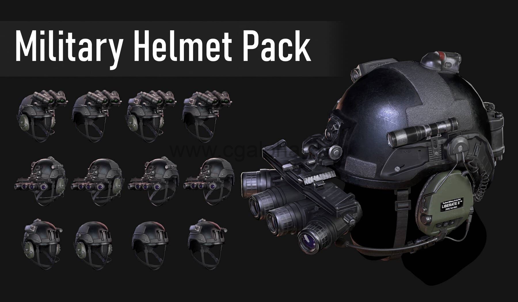 3D写实模型军用头盔包 Military Helmet Pack