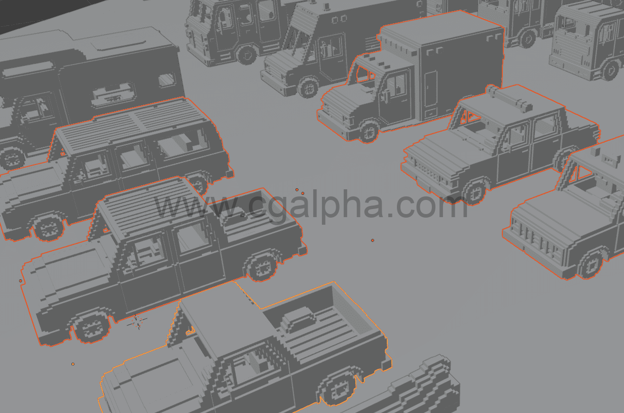 风格化汽车车辆模型 Voxel Vehicles Pack（24 辆车）