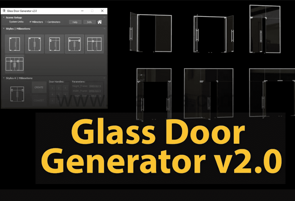 3dMAX插件 – 玻璃门程序模型生成器 Glass Door Generator
