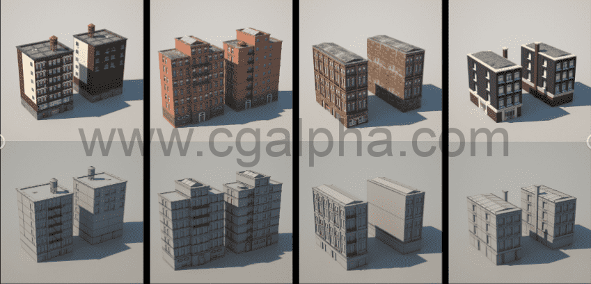 纽约风格3D模型建筑套装