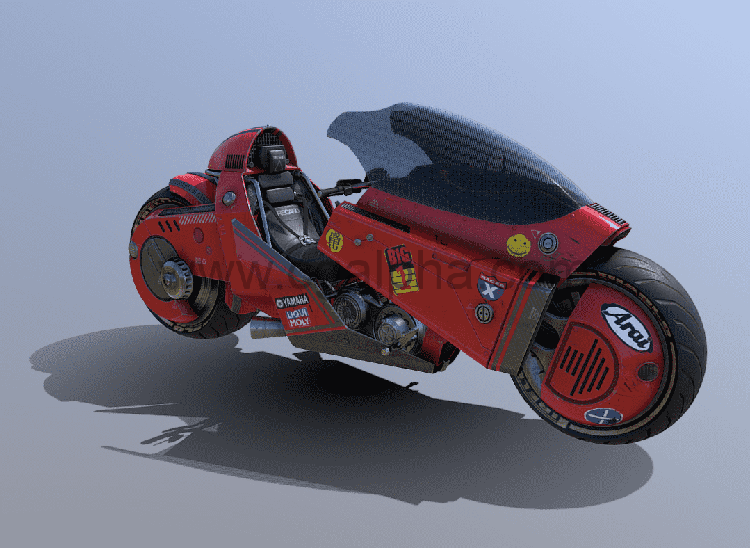 科幻摩托车3D模型资产