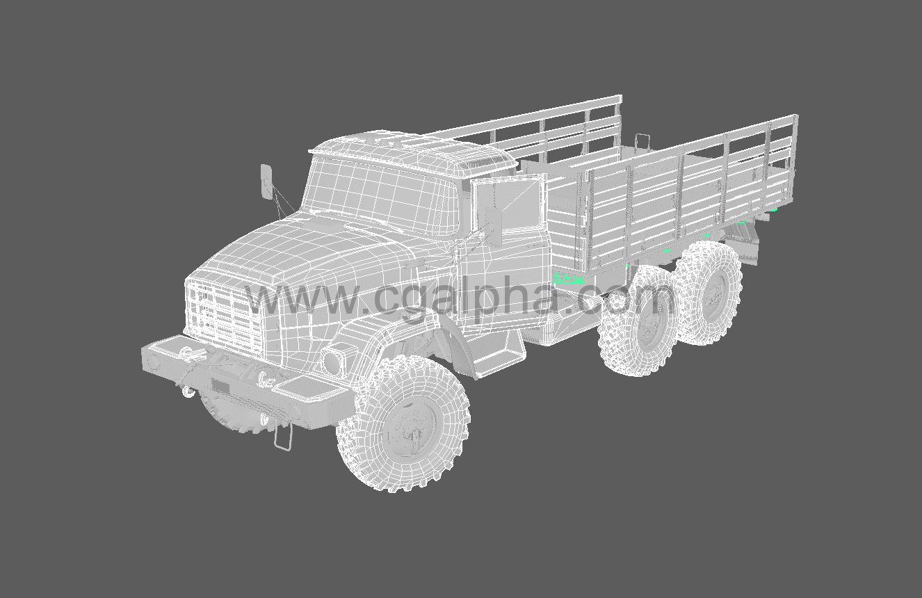 卡通风格军用卡车3D模型