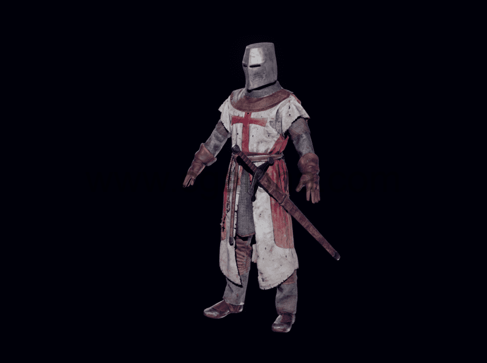 中世纪骑士人物3D模型 十字军crusader-knight