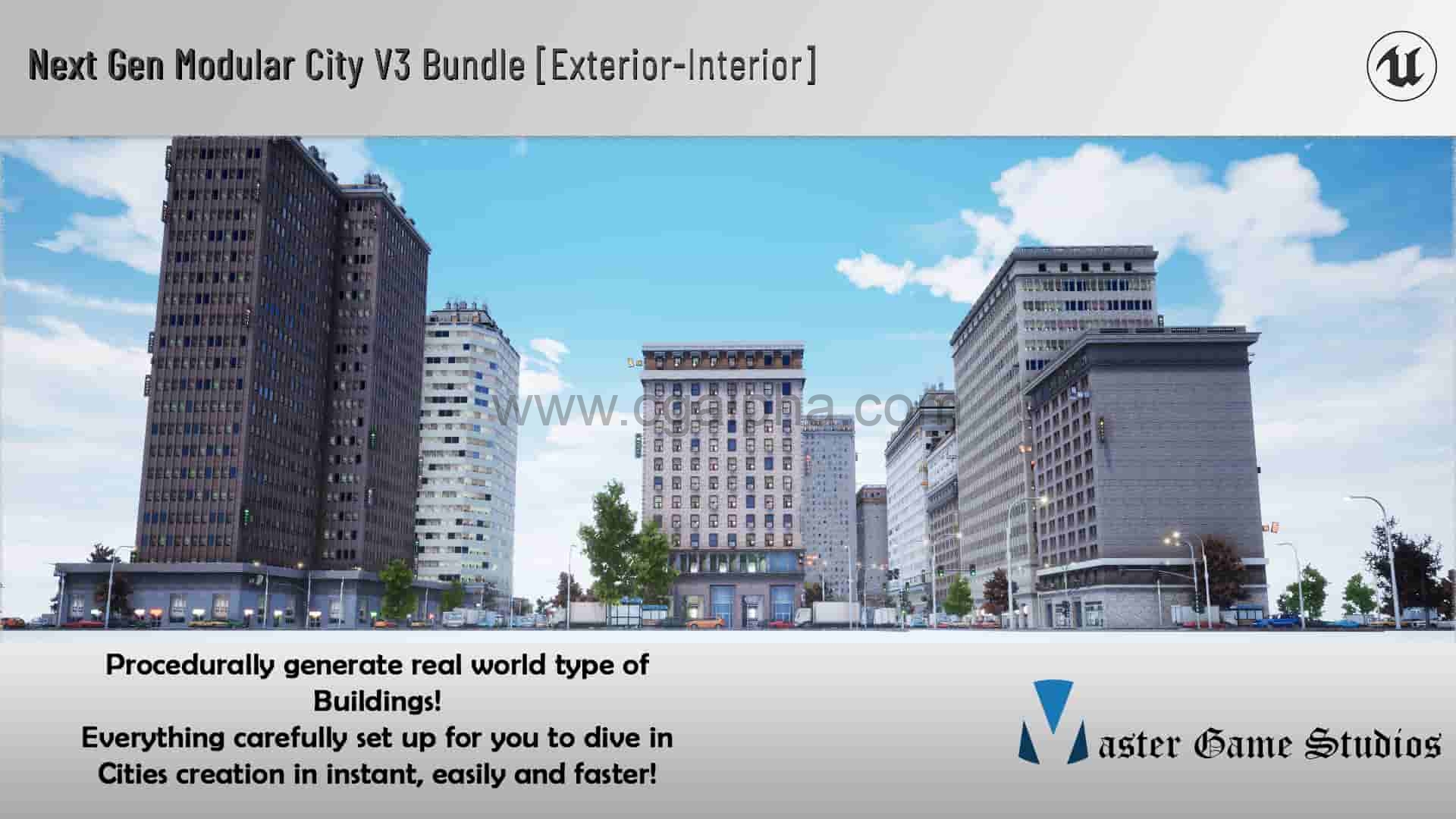 【UE4】模块化次时代城市 Next Gen Modular City V3 [Bundle-Exteriors & Interiors]