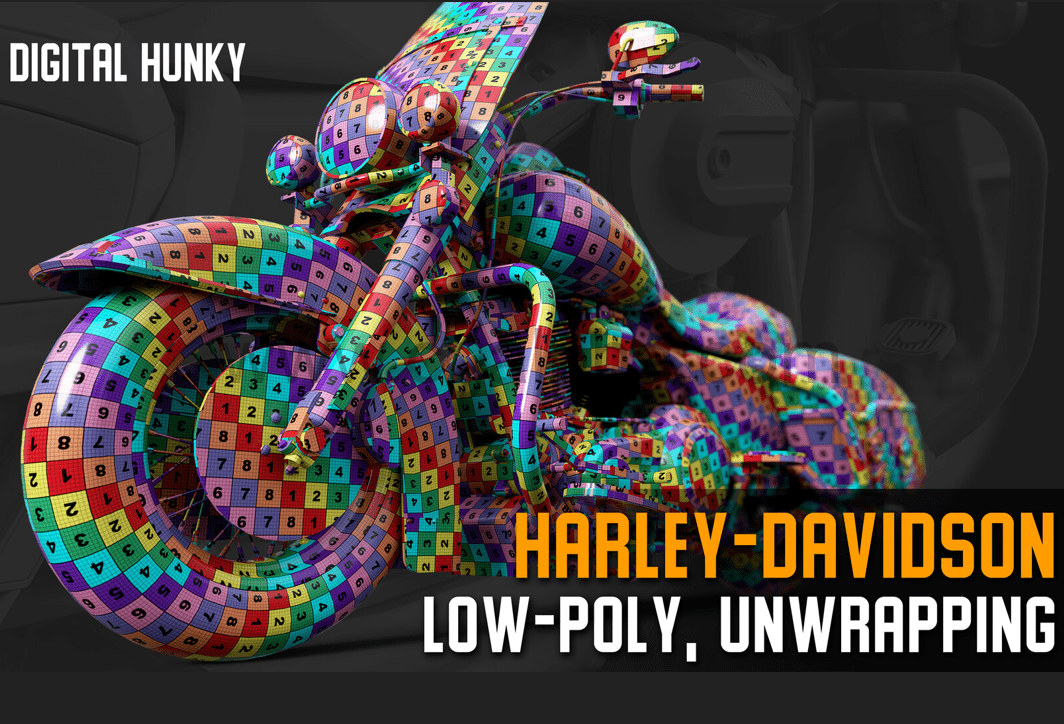 第二部:RizomUV – 哈雷摩托车展UV流程教程 Low-Poly, Unwrapping