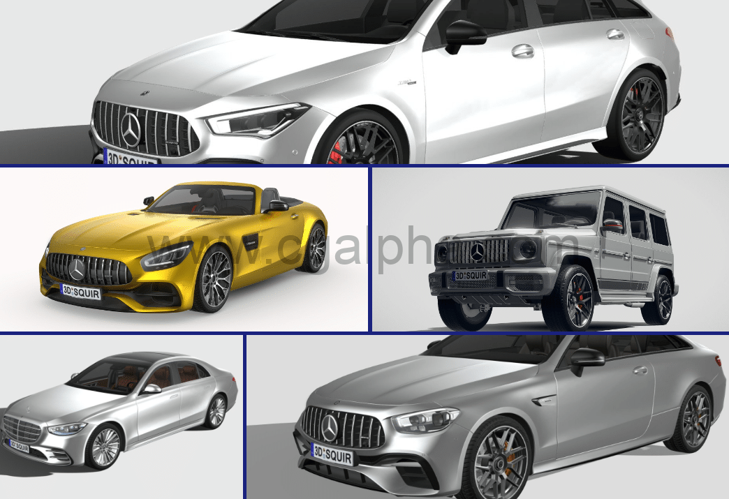 24组奔驰汽车模型系列3D模型 2019-2022 (FBX)