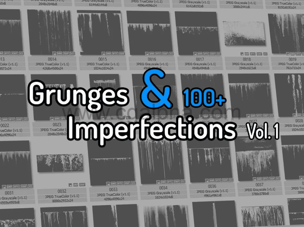 100种4K贴图表面缺陷划痕瑕疵损坏纹理 100 Grunges and Surface Imperfections