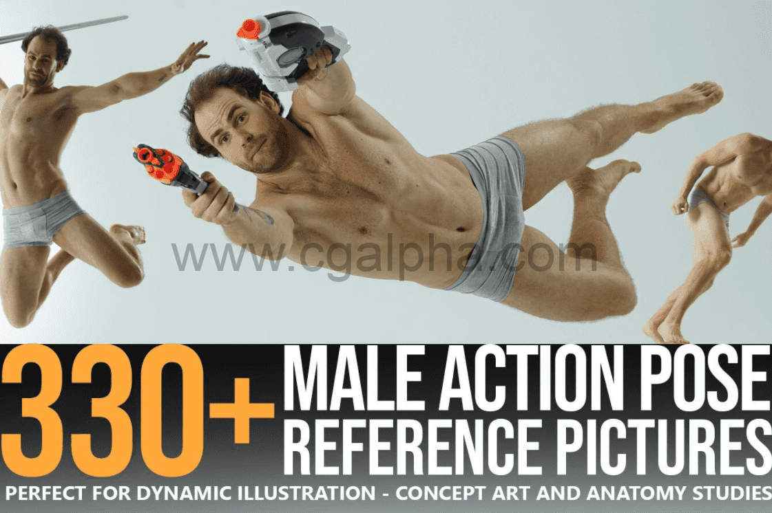 358张男性动作姿势跳跃坠落射弓手枪参考图片