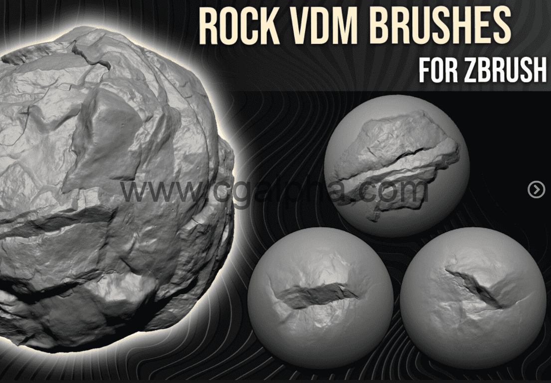 适用于 Zbrush 的 岩石笔刷 Rock VDM 画笔