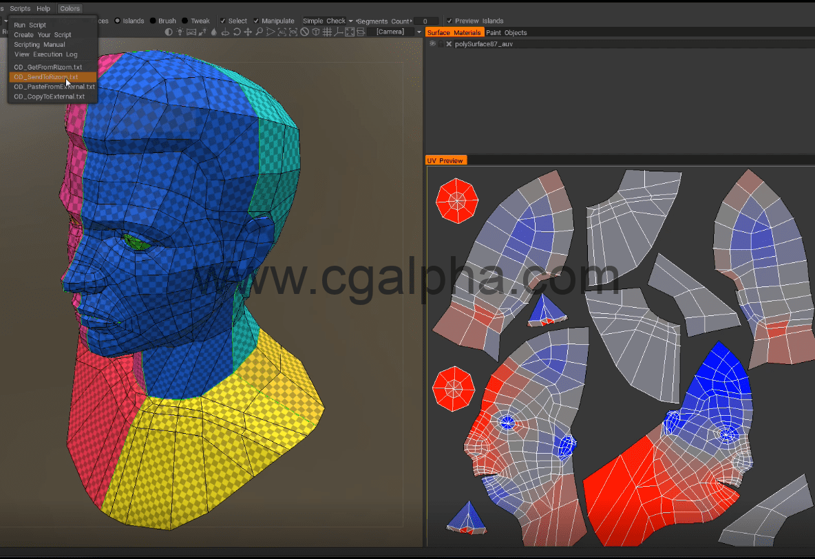 RizomUV插件 – 3DCoat 和RizomUV互导插件  OD3DCoatRizomBridge