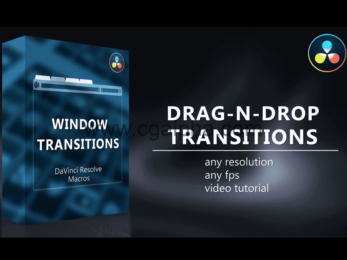 达芬奇转场 – 26种拖放窗口效果过渡转场预设 Window Transitions