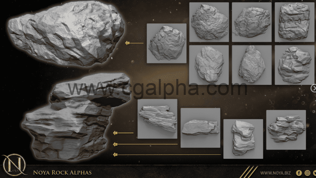 70组岩石贴图素材 Noya Rock Alphas