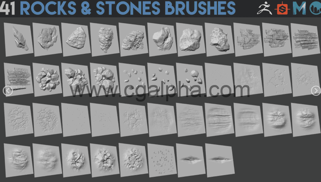 41种石头岩石笔刷 Rocks & Stones Brush
