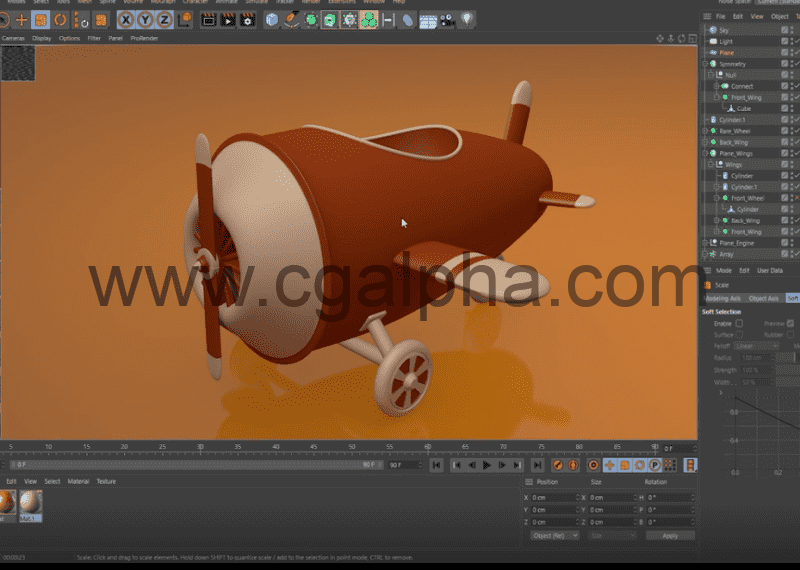 【中文教程】C4d基础建模创建低多边形玩具飞机 Create Low Poly Toy Plane