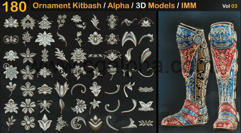 模型资产 – 180种 饰品 Kitbash / Alpha / 3D 模型 / IMM