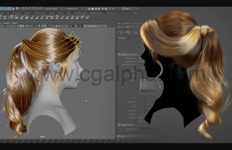 【中文字幕】Maya教程 – 使用XGen创建一个女性发型 Creating a Female Hairstyle for Production with Maya XGen