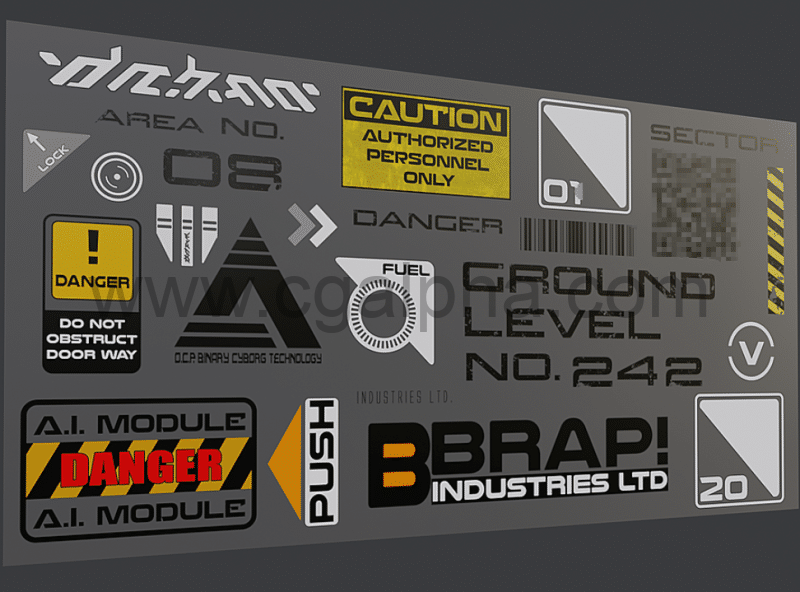 320种 Blender贴图素材包 Decals Pack