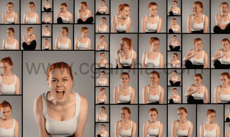 470张表情特写女性肖像喜悦惊讶悲伤等参考图片