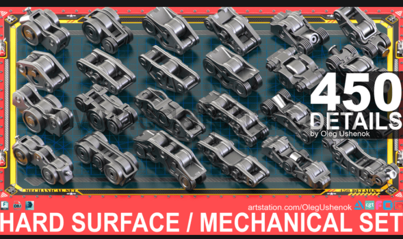 模型资产 – 450种科幻硬表面机械 KITBASH