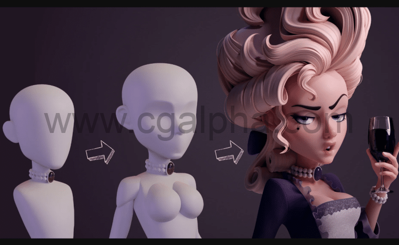 模型资产 – 逐步模型创建 Step by Step Base Meshes – Marie Antoinette