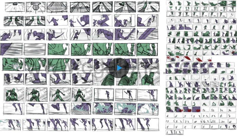 【中文字幕】在PS中创建一个故事版战斗序列帧动画 Storyboarding Techniques Creating a Fight Sequence