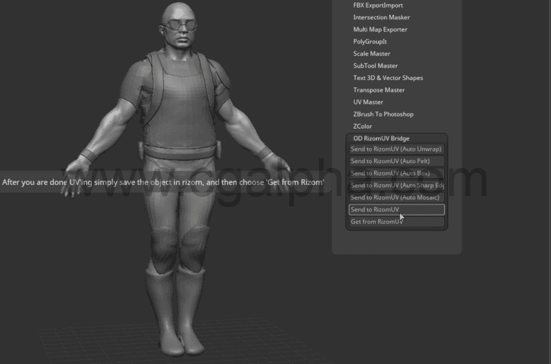 Zbrush插件 – Zbrush和RizomUV接口桥接插件 ODRizomBridge