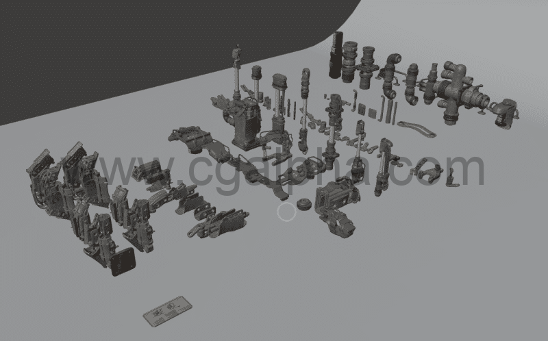 模型资产 – 科幻金属零件模型 William Landgren Tech Bits – Premium Subscriber